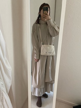 「オールホワイト」｜「アイテム（シャツワンピース）」を使った、soiさん（レディース・154cm）の秋コーディネート