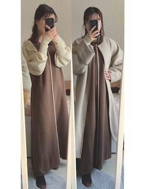 「ロング丈」｜「アイテム（ムートンコート）」を使った、soiさん（レディース・154cm）の冬コーディネート
