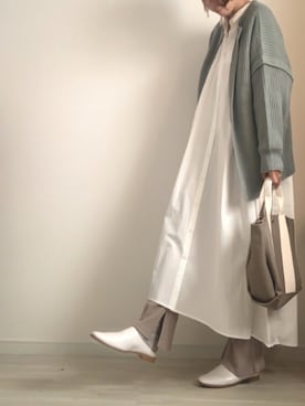 「シャツワンピ」｜「アイテム（スリッポン）」を使った、mykさん（レディース・160cm）の秋コーディネート
