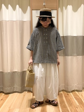 「ダブルボタン」｜「アイテム（その他）」を使った、ミズキさん（レディース・153cm）の夏コーディネート