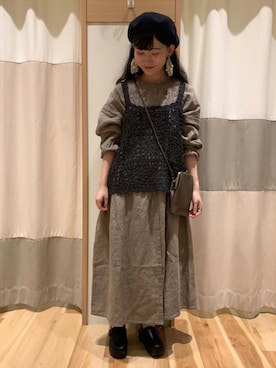 「Slowlinen」｜ミズキさん（レディース・153cm）の秋コーディネート