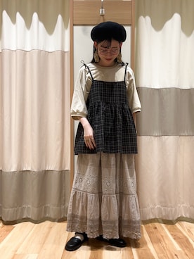 「kazumiコラボ」｜「アイテム（帽子）」を使った、ミズキさん（レディース・153cm）の秋コーディネート