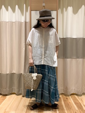 「Samansa Mos2（サマンサ モスモス）のセパレートサンダル（サンダル）」を使った、ミズキさん（レディース・153cm）の夏コーディネート