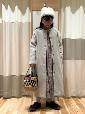 「レイヤードスタイル」｜「アイテム（その他アウター）」を使った、ミズキさん（レディース・153cm）の冬コーディネート