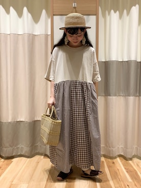 「Samansa Mos2（サマンサ モスモス）のセパレートサンダル（サンダル）」を使った、ミズキさん（レディース・153cm）の夏コーディネート