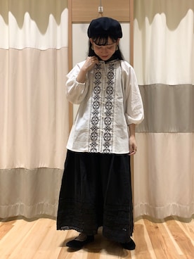 「kazumiコラボ」｜「アイテム（ハンチング/ベレー帽）」を使った、ミズキさん（レディース・153cm）の夏コーディネート