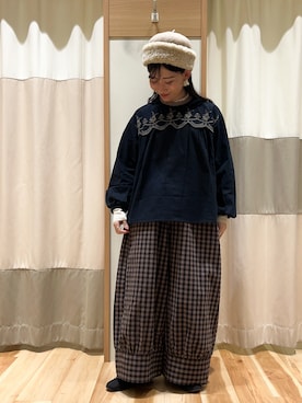 「Samansa Mos2（サマンサ モスモス）のアイテム（帽子）」を使った、ミズキさん（レディース・153cm）の秋コーディネート