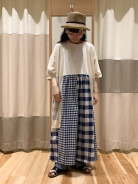 「ドッキングワンピ」｜「アイテム（その他）」を使った、ミズキさん（レディース・153cm）の夏コーディネート