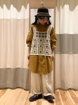 「マスタード」｜「アイテム（その他）」を使った、ミズキさん（レディース・153cm）の秋コーディネート