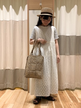 「ペーパーバッグ」｜「アイテム（ワンピース/ドレス）」を使った、ミズキさん（レディース・153cm）の春コーディネート