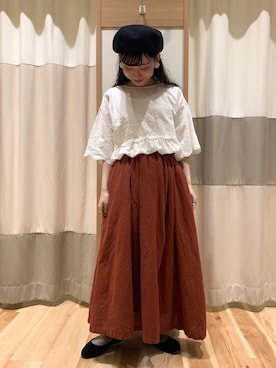 「スカラップ」｜「アイテム（帽子）」を使った、ミズキさん（レディース・153cm）の夏コーディネート