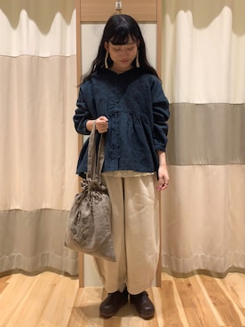 「Slowlinen」｜ミズキさん（レディース・153cm）の秋コーディネート