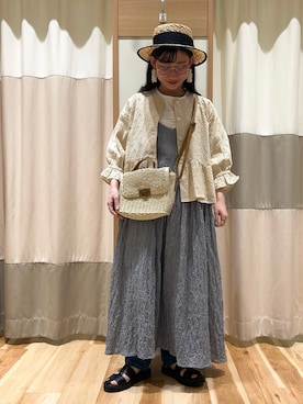 「キャミワンピ」｜「アイテム（ノーカラージャケット）」を使った、ミズキさん（レディース・153cm）の春コーディネート