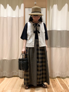 「トングサンダル」｜「アイテム（その他）」を使った、ミズキさん（レディース・153cm）の夏コーディネート