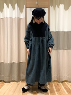 「配色」｜「アイテム（ハンチング/ベレー帽）」を使った、ミズキさん（レディース・153cm）の秋コーディネート