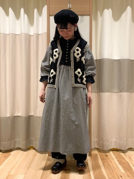 「kazumiコラボ」｜「アイテム（ハンチング/ベレー帽）」を使った、ミズキさん（レディース・153cm）の冬コーディネート