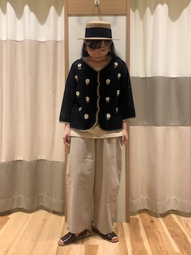 「Samansa Mos2（サマンサ モスモス）のセパレートサンダル（サンダル）」を使った、ミズキさん（レディース・153cm）の春コーディネート