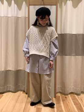 「Samansa Mos2 blue（サマンサモスモスブルー）のアイテム（ベスト）」を使った、ミズキさん（レディース・153cm）の冬コーディネート