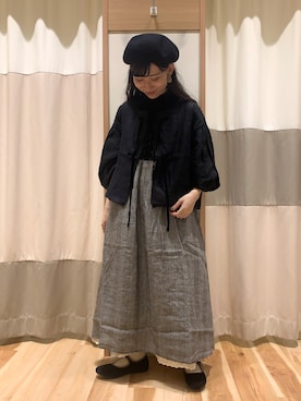 「kazumiコラボ」｜「アイテム（ハンチング/ベレー帽）」を使った、ミズキさん（レディース・153cm）の夏コーディネート