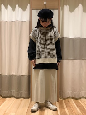 「Samansa Mos2 blue（サマンサモスモスブルー）のアイテム（ベスト）」を使った、ミズキさん（レディース・153cm）の冬コーディネート