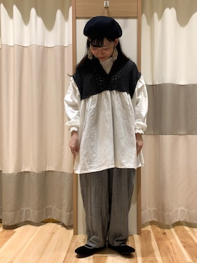 「ドッキング」｜「アイテム（その他）」を使った、ミズキさん（レディース・153cm）の秋コーディネート