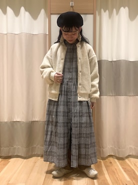 「ボア」｜「アイテム（シャツワンピース）」を使った、ミズキさん（レディース・153cm）の冬コーディネート