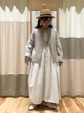 「Samansa Mos2（サマンサ モスモス）の透かしニットカーディガン（カーディガン/ボレロ）」を使った、ミズキさん（レディース・153cm）の冬コーディネート