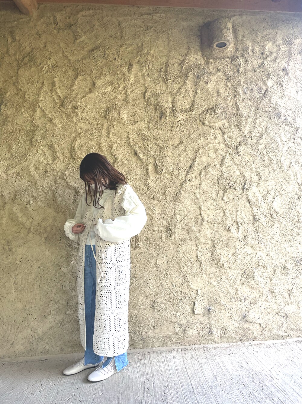 「LOWRYS FARMのグラニースクエアワンピース　266530（ワンピース、ホワイト系）」を使った、Moaさん（レディース・150cm）の夏コーディネートの1枚目の写真