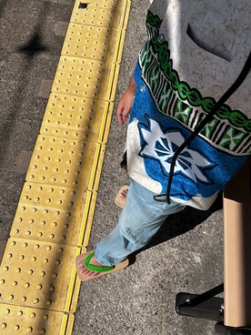 「アイテム（サンダル、グリーン系）」を使った、MSさん（メンズ・167cm）の夏コーディネート