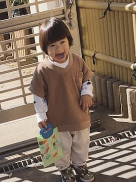 「Polo Ralph Lauren」｜「アイテム（スリッポン）」を使った、ぺこ米さん（キッズ・90cm）の秋コーディネート