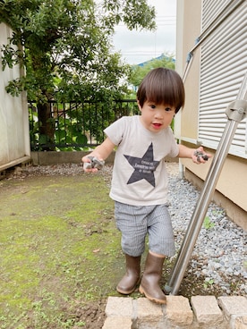 「HusHusH（ハッシュアッシュ）のアイテム」を使った、ぺこ米さん（キッズ・90cm）の夏コーディネート