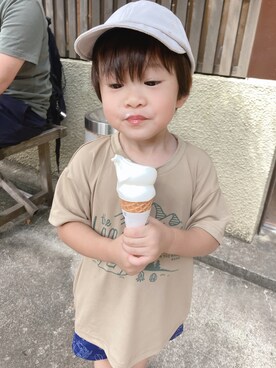 「BREEZE（ブリーズ）の/水陸両用ユーティリティTシャツ_吸汗速乾_UVカット（Tシャツ/カットソー）」を使った、ぺこ米さん（キッズ・90cm）の夏コーディネート