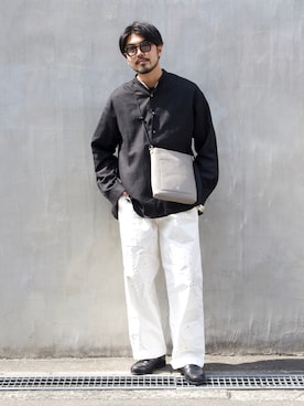 「MASTER&Co（マスターアンドコー）のアイテム（パンツ）」を使った、明賀健太さん（メンズ・178cm）の春コーディネート