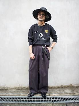 「アイテム（ローファー）」を使った、明賀健太さん（メンズ・178cm）の夏コーディネート