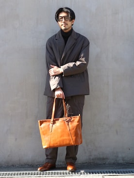 「ダブルジャケット」｜「アイテム（ブルゾン）」を使った、明賀健太さん（メンズ・178cm）の冬コーディネート