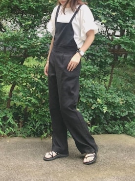 「袖フリル」｜「アイテム（サロペット/オーバーオール）」を使った、SAKiさん（レディース・164cm）の夏コーディネート