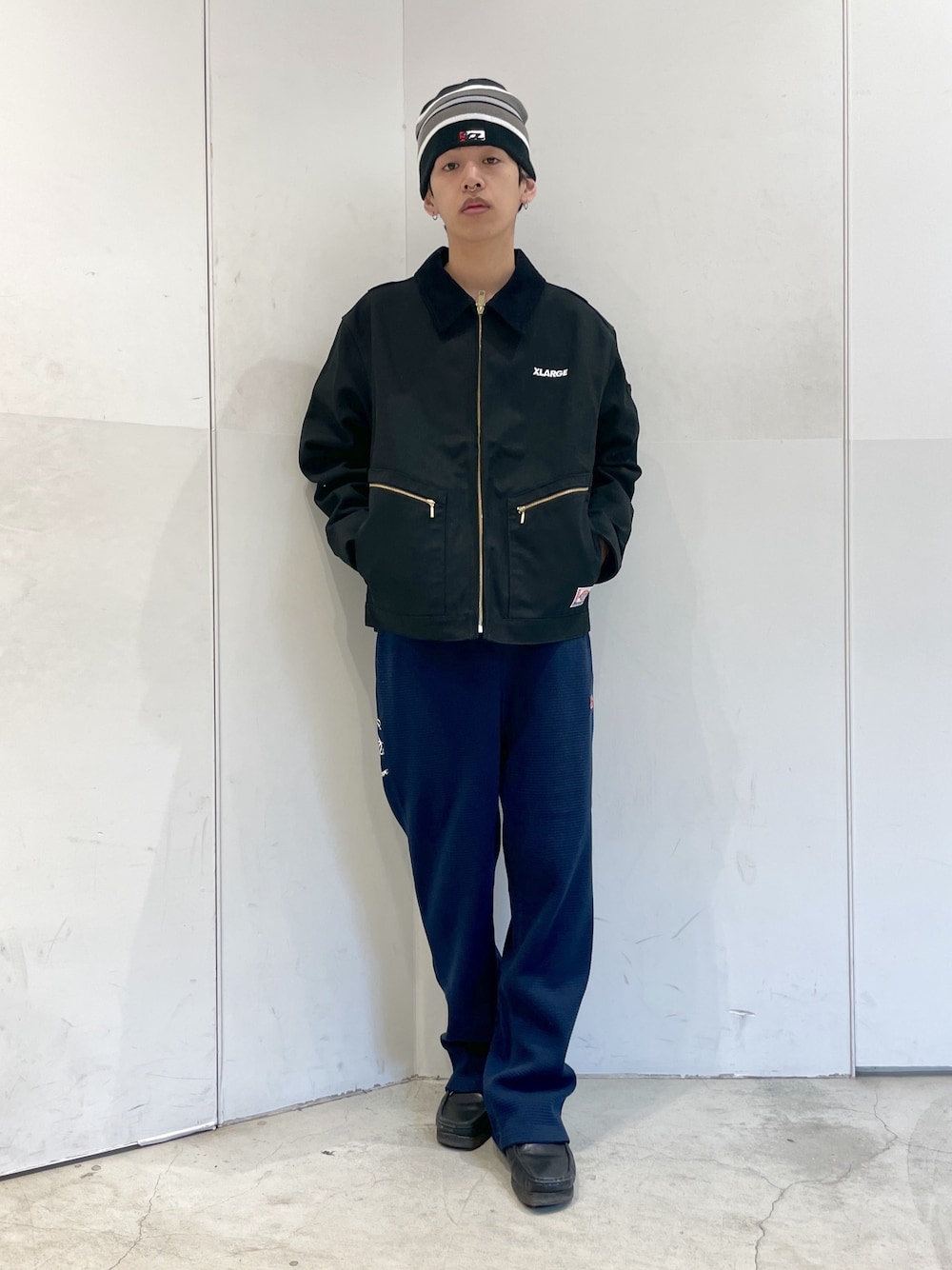XLARGE スクラッチロゴ ストライプ シングル ビーニー 送料込 XLARGE スクラッチロゴ ストライプ シングル ビーニー 送料込 (X