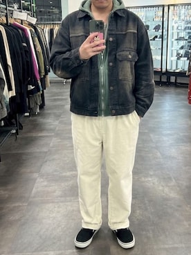 「VINTAGE（ヴィンテージ）のアイテム（パーカー、グリーン系）」を使った、たらおさん（メンズ・171cm）の夏コーディネート