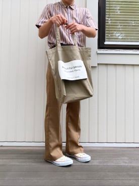 「Adoon plain（アドーンプレーン）のアイテム（パンツ）」を使った、Kemiさん（メンズ・162cm・20代）の夏コーディネート
