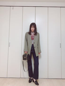 「PAGEBOY（ページボーイ）のアイテム（ノーカラージャケット）」を使った、a n y uさん（レディース・162cm）の秋コーディネート