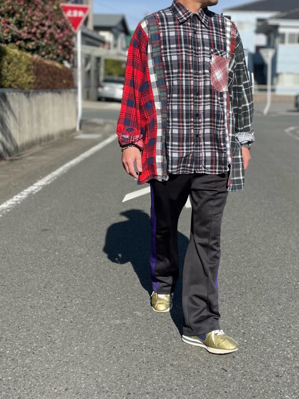 「古着、used、ネルシャツ、NEEDLES、Rebuild by Needles、オーバーサイズ、低身長、低身長コーデ、peacetree」｜「Rebuild by Needlesのアイテム（シャツ/ブラウス、その他）」を使った、PEACE TREE さん（メンズ・165cm）の冬コーディネートの1枚目の写真