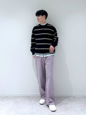 「GLOBAL WORK（グローバルワーク）のイージーケアオックス/ボタンシャツ/627320（シャツ/ブラウス、グリーン系）」を使った、SOUTAさん（メンズ）の冬コーディネート