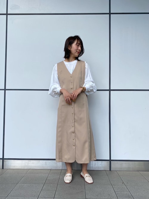 andmary Tess blouse mini dress beige