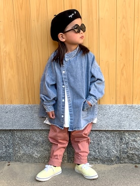 「春めきシューズ」｜「アイテム（ハンチング/ベレー帽）」を使った、soutaさん（キッズ・100cm）の冬コーディネート