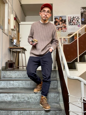 「RNA-N（アールエヌエーエヌ）のアイテム」を使った、awawaさん（メンズ・173cm）の冬コーディネート