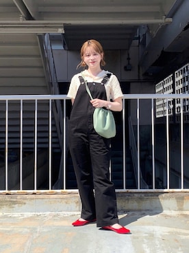「Ray BEAMS（レイビームス）のアイテム（オールインワン・サロペット）」を使った、ぽちさん（レディース・158cm）の夏コーディネート