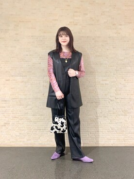 「Ray BEAMS（レイビームス）のアイテム（オールインワン・サロペット）」を使った、ぽちさん（レディース・158cm）の秋コーディネート