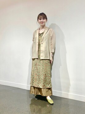 「アイテム（バレエシューズ、グリーン系）」を使った、ぽちさん（レディース・158cm）の夏コーディネート