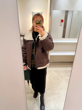 「Ungrid（アングリッド）のアイテム（ムートンコート）」を使った、どぅちゃんさん（レディース・158cm）の秋コーディネート