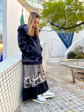 「迷彩柄」｜「アイテム（ブルゾン）」を使った、Hikaruさん（レディース・156cm）の秋コーディネート
